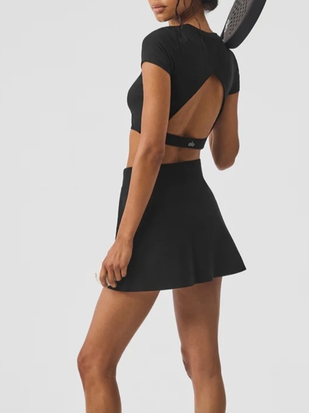 ALO Yoga Black Athletic Skort with Side Slit - Picture 2 of 7